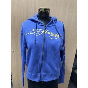 Ed Hardy, Y2k, Womens, Zip Up, Hoodie, Love Kills, Periwinkle, Large, Jacket